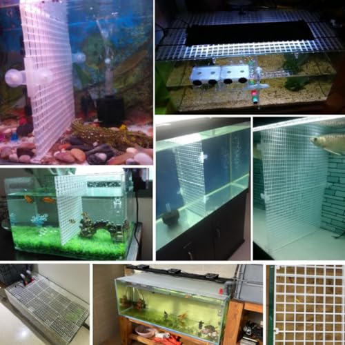 4pcs Aquarium Lid Hood Fish Tank Top Cover Terrarium Lid Plastic Grid Panel Egg Crate Grate with 6 Aquarium Glass Cover Board Clip Fish Tank Lid Anti-Jumping Net Cover (Clear,11.6*11.6inch) - color: Clear