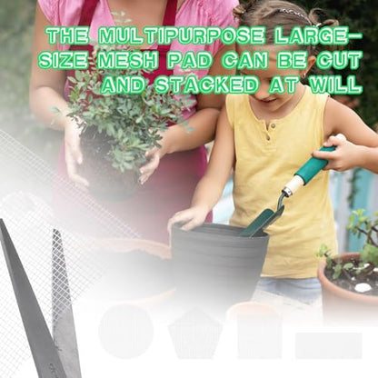 Ouligay 10pcs 11.8 X 7.8inch Flower Pot Hole Mesh Pad, Plastic Mesh Sheet, Keep Soil from Flowing Away,Bonsai DIY Drainage Netting Pot Bottom Grid Mat, White - color: White