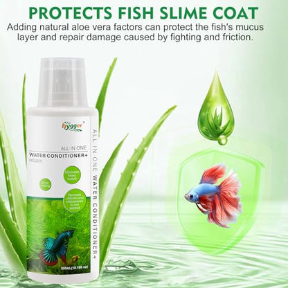 hygger Aquarium Water Conditioner for Freshwater, Neutralizes Chlorine, Chloramines, Heavy Metals, Ammonia & Nitrite, Safe for Fishes and Plants, 300 ML - size: 300ML