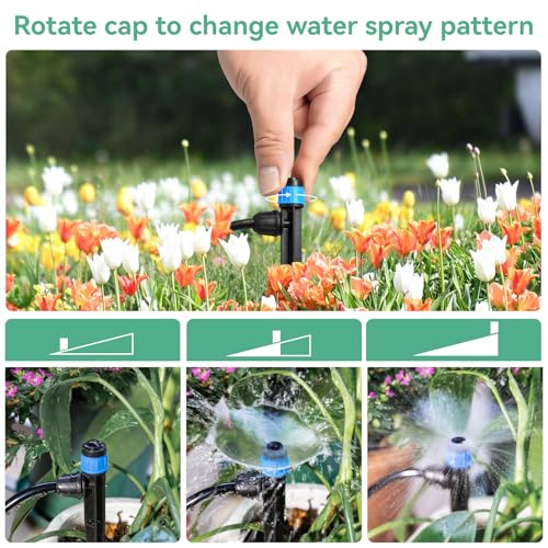 Adjustable Drip Irrigation Emitters for 1/4" Tubing, 25pcs | Adjustable 360 Degree Water Flow, Lock Barbed, Drip Spray Emitters Parts, Garden Watering System - size: 25pcs Drip Spray Emitters