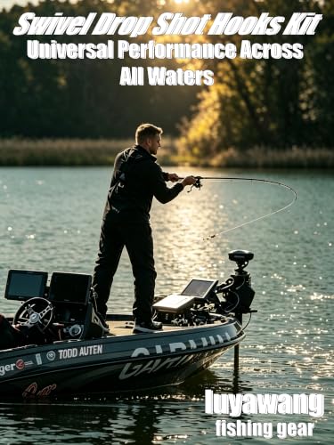 40-Pack Swivel Drop Shot Hooks, Weedless Wide Gap Quick Clip Hooks, Premium Carbon Steel Sharp Anti-Twist Rust-Proof Fishing Hooks, Easy Rigging for Bass Senko Worms Wacky Finesse Fishing - size: EWG1/0