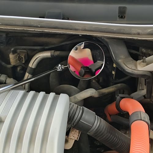 Inspection mirror telescoping Round Mirror 20 lb telescopic magnet, 85mm/50mm round mirror set Inspection Tool for Checking Vehicle, Observing Eyelashes Mouth and Other Small Parts Extended