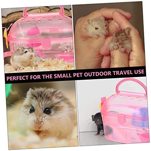 LIOOBO Hamster Travel Carrier Pet Transport Cage for Outdoor Adventures Feeder Bathtub
