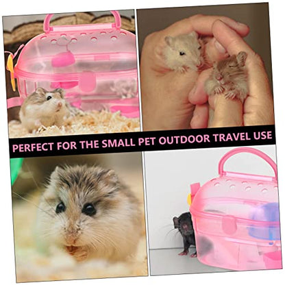 LIOOBO Hamster Travel Carrier Pet Transport Cage for Outdoor Adventures Feeder Bathtub