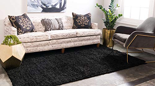 Unique Loom Solid Shag Collection Area Rug (2' x 3' 1" Rectangle, Jet Black) - color: Jet Black, size: 2' x 3'1" (Rectangular)