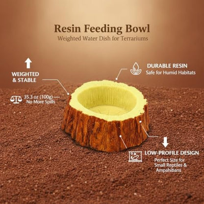 Resin Feeding Bowl, Weighted Water Dish for Reptile Terrariums, Stable Food Station for Small Animals (1 PC)