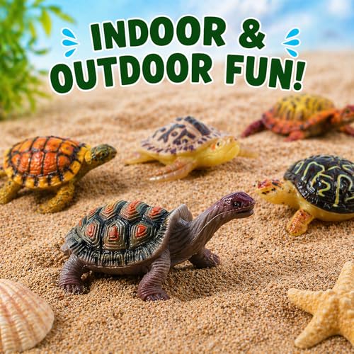 Liberty Imports 12 Piece Sea Turtle Animal Toys - Miniature Figurines - Unique Tortoise Toys Detailed and Hand Painted Reptiles Party Favor Decorations and Kids