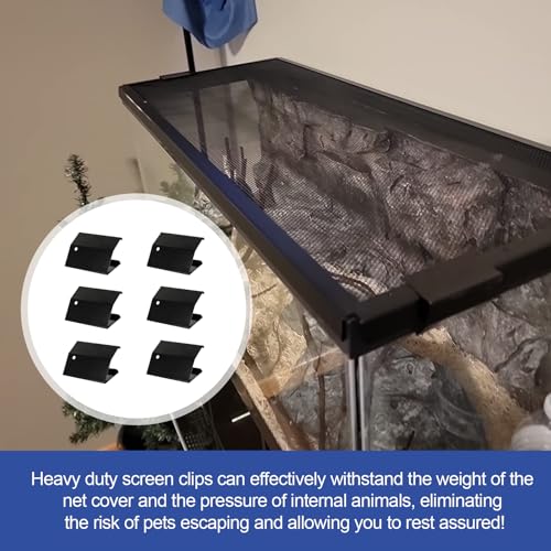 Large Reptile Tank Clips, Terrarium Covers Heavy Duty Screen Clips for 30G | Reptile Aquarium Lid Clip for 30Gallons or Larger, Screen Tank Metal Clip Escape for an Array of Reptiles from Terrarium