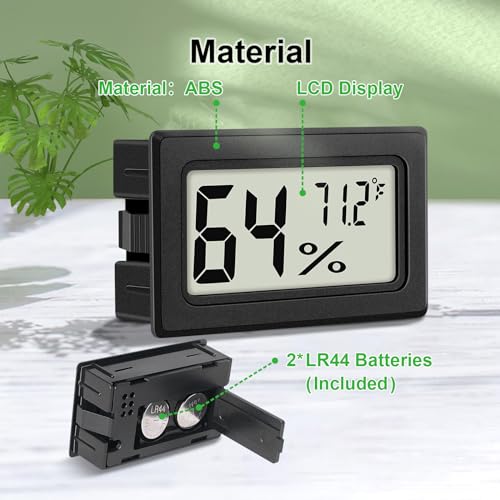 6-Pack Mini Hygrometer Indoor Humidity Meter, Mini Digital Thermometer Humidity Gauge Meter, Indoor Thermometer Hygrometer Monitor Fahrenheit (℉) for Reptile Thermostat, Jars Reptile, Fridge