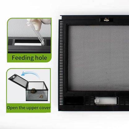Reptile Glass Terrarium Tank 12 * 12 * 8" Full View with Top Ventilation, Amphibians Habitat Enclosure Cage for Frog,Spiders,Dubia Cockroach,Praying Mantis,Cricket,Tarantula,Hermit Crab - size: 12*12*8inch