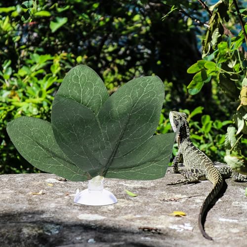 UPKOCH 5pcs Artificial Reptile Plant Decor Leaves Set for Terrarium Habitat, Realistic Faux Leaf Litter Including Perilla, Peony, Maple, for Reptiles and Amphibians