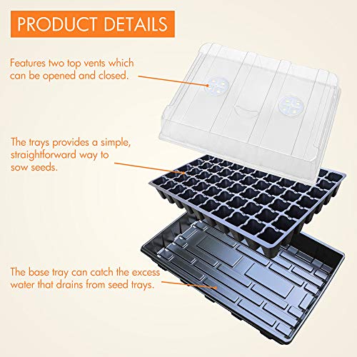 Gardzen Seed Starter Tray, 5 Pack Smiling Face Plant Germination Trays with Total 350-Cell, Seed Starter Kit with Humidity Vented Domes and Bases for Starting Vegetable Flower Herb Seeds 18" x 14" | Smiling Face Plant Germination Kit with Humidity Domes a