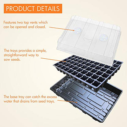Gardzen Seed Starter Tray, 5 Pack Smiling Face Plant Germination Trays with Total 350-Cell, Seed Starter Kit with Humidity Vented Domes and Bases for Starting Vegetable Flower Herb Seeds 18" x 14" | Smiling Face Plant Germination Kit with Humidity Domes a