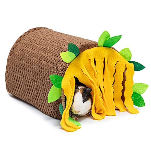 Guinea Pig Hideout, Fleece Tunnel House Small Pet Cage Accessories | Soft Play & Sleep Small Animal Hideout Tube, Cozy Bed Nest for Hamster Rat Chinchilla Hedgehog - color: Brown