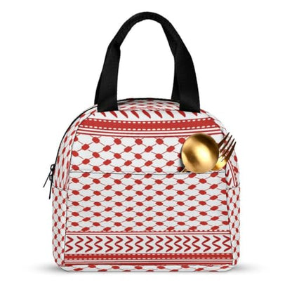 Middle Eastern Red Pattern Insulated Lunch Bag for Women Men, Large Capacity Thermal Lunch Tote Bag with Handle - color: Middle Eastern Red Pattern