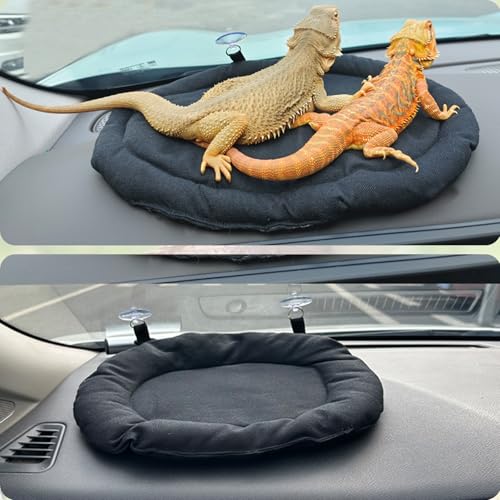 Bearded Dragon Bed - Black Reptile Sleeping Window Hammock Cushion, Lizard Couch Canvas Rubber Soft Mat Blanket Pad for Car Carrier, Tank Toys Accessories