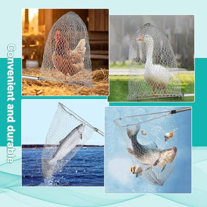 Chicken Catcher, Adjustable from 29" to 74" Chicken Net,Chicken Leg Hook | Animal Net Suitable for Catching Outdoor Animals such as Chickens, Ducks, Fishnet ,Geese ,Birds (15.3 x 23.2 inch net)