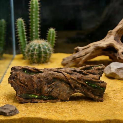Resin Log Cave Hide, Reptile Shelter for Gecko Snake | Lizard Snake or Reptile Hide，Ball Python Hide& Amphibian Habitat Hideouts