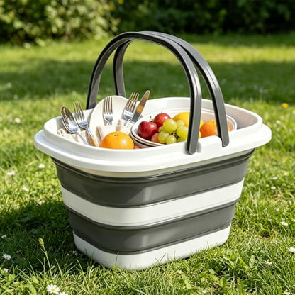 Collapsible Mop Bucket 4.2 Gallon(16 L) Silicone Foldable Cleaning Bucket | Heavy Duty Large Capacity Portable Bucket with Handle for Floor Cleaning, Laundry, Car Wash, Camping & Home Storage - size: Medium