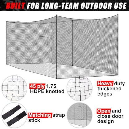 Syhood Baseball Batting Cage Net for Backyard NET ONLY | 55'L/35'L/20'L/10'L Cricket Golf and Softball Cage,Backyard, Indoor and Outdoor Garage Training for Portable PE Hitting Net - size: 20 x 8 x 8 ft