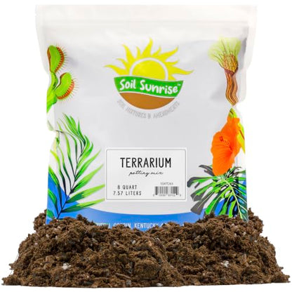Soil Sunrise Terrarium Potting Soil Mix (8 Quarts) w/Blended Filtering Charcoal Custom Made for Terrariums