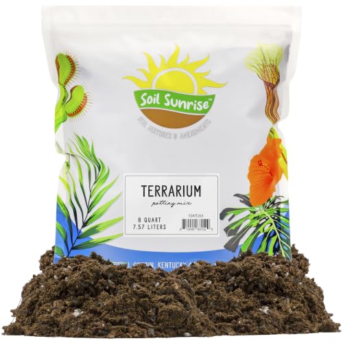 Soil Sunrise Terrarium Potting Soil Mix (8 Quarts) w/Blended Filtering Charcoal Custom Made for Terrariums