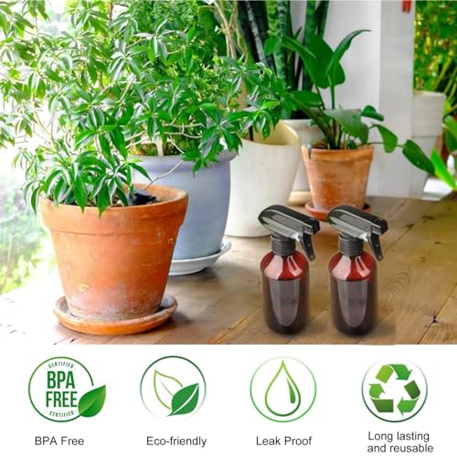 Teyssor Spray Bottles Water Spray Bottle - BPA Free - 10 oz/300 ml Plastic Refillable Containers Fine Mist Small Spray Bottle with Adjustable Nozzle for Hair, Cooking, Cleaning - color: Brown-2 pack