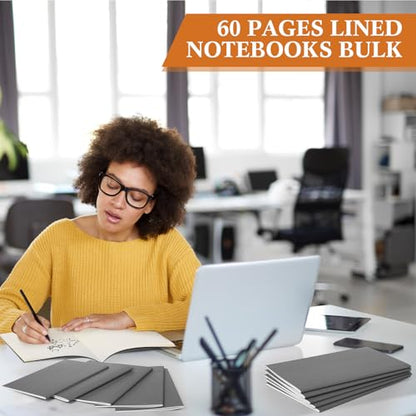 100 Pcs Journals Notebooks Bulk - Kraft Softcover A5 Small Notebooks 5.5 Inch x 8.3 Inch Notepads with 60 Page 30 Sheet for Writing Sketch Travel Office Supplies(Grey,Lined) - color: Grey, style: Lined