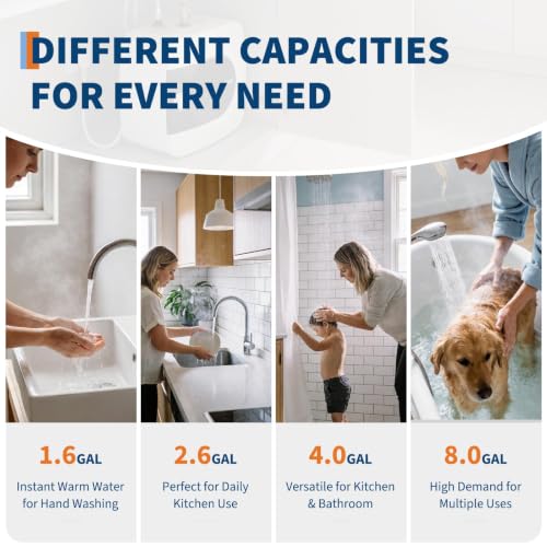 Takywep 2.6 Gallon Mini Tank Electric Water Heater, 120V, Compact Under Drain Basin Design, Energy Efficient Ideal for Kitchen, Bathroom, RV, Small Home (10L)