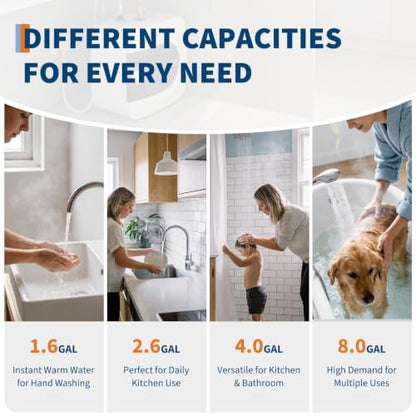 Takywep 2.6 Gallon Mini Tank Electric Water Heater, 120V, Compact Under Drain Basin Design, Energy Efficient Ideal for Kitchen, Bathroom, RV, Small Home (10L)