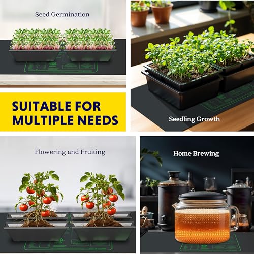 iPower 2-Pack Seedling Heat Mat Upgraded Technology Waterproof Durable Germination Station Warm Hydroponic Pad for Indoor Home Gardening Seed Starter, 48" x 20", Black - size: 48" x 20"(x2), style: Heat Mat Upgrade Version
