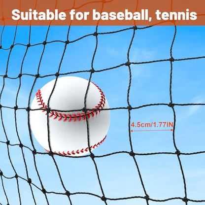 8x8x20 /10x10x35/12x12x55ft Heavy Duty Enclosed Batting Cage Net With Door, Only Net, No Poles and Frame, Professional Softball Baseball Nets for Batting and Pitching, Batting Cages for Backyard - style: 8×8×20Feet