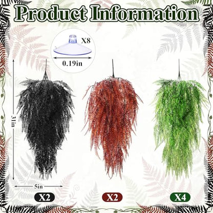 8 Pack Reptile Plants Terrarium Hanging Plant Vine Boston Climbing Terrarium Plant with Suction Cup for Bearded Dragons Lizard Crested Gecko Snake Crab Tank(Vivid Series,3 Colors) - style: Vivid Series