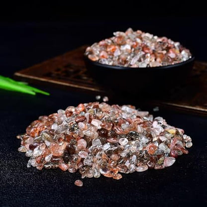 Erliway 7-9mm Black-Gold Super Seven Healing Crystal Chips for Crafts, 100g | Natural Crushed Crystal Stones Tumbled Chips for Vase Filler Aquarium Gravel, Meditation Chakra Balancing, Candle DIY Making - color: Black-gold Super Seven