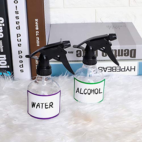Spray Bottles 7pcs 8oz Empty Plastic Spray Bottle with Adjustable Nozzle for Hair and Cleaning Solutions Includes Funnel and Labels | Clear Plastic, Adjustable Nozzles, Funnel and 7 Name Labels, for Hair Care Cleaning Plants and Household Liquids