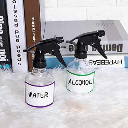 Spray Bottles 7pcs 8oz Empty Plastic Spray Bottle with Adjustable Nozzle for Hair and Cleaning Solutions Includes Funnel and Labels | Clear Plastic, Adjustable Nozzles, Funnel and 7 Name Labels, for Hair Care Cleaning Plants and Household Liquids