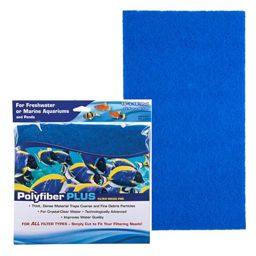 Penn-Plax Cascade Poly Fiber Plus Aquarium Filter Media Pad - Flexible Cut-To-Fit for Freshwater, Saltwater Tanks & Ponds - Works with All Filter Types - Captures Fine & Coarse Debris - 10 x 18 Inches - size: 10" x 18", style: Poly Fiber Plus