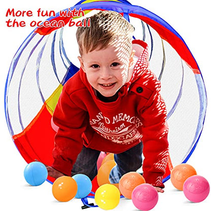 PigPigPen Kids Tunnel for Toddlers,Pop Up Play Tunnel Tent for Babies or Dogs, Indoor & Outdoor Toys for Kids Backyard Playset. (Red,Yellow,Blue Play Tent with mesh) - style: Red,yellow,blue play tent with mesh