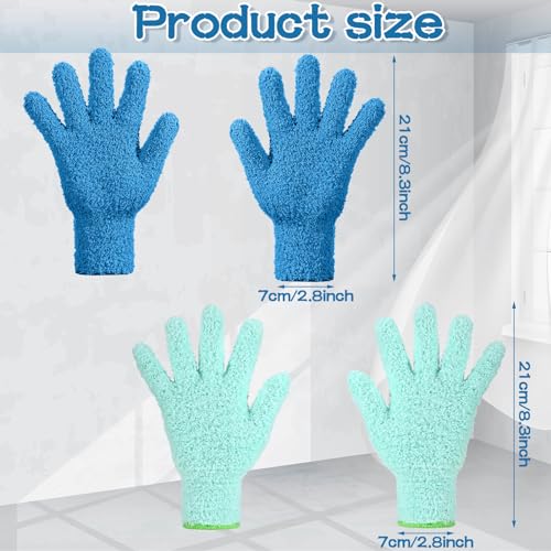 Potchen 6 Pcs Microfiber Dusting Mitt Gloves for Plants Washable Dusting Gloves for House Cleaning Furniture Car Washing - color: Light Blue