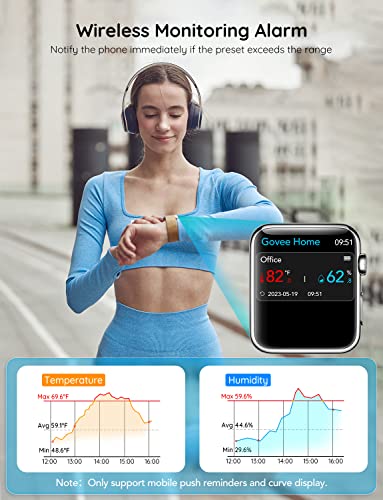 Govee WiFi Thermometer Hygrometer H5103 with Electronic Ink Display | Temp and humidity monitor with alert, 2.4G WiFi & Bluetooth, 2-yr data export. For bedroom, wine cellar, basement