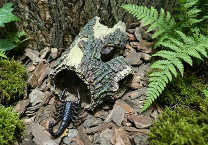 Beard Dragon,Lizard and Reptile Hide,Fish Tank Accessories Hides,Aquarium Decor for Betta Fish,Shrimp,Hermit Crabs,Spiders,Mice,Leopard Geckos,Toads and Frogs (Brown, m) - size: m