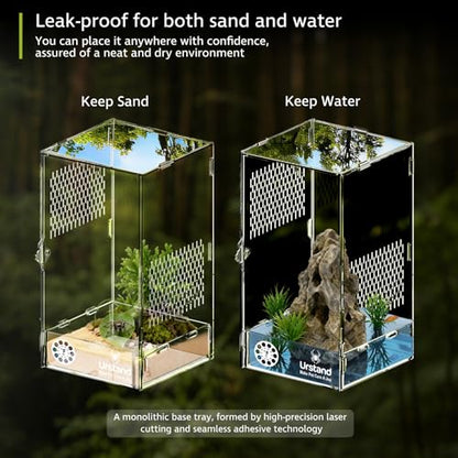 Jumping Spider Enclosure, Acrylic Spider Terrarium with Magnetic Door, Side-Opening, Laser-Cut Biomimetic Ventilation System, Escape-Proof for Feeder Insects (6.5"x6.5"x12") - size: 6.5"x6.5"x12" - Side-opening