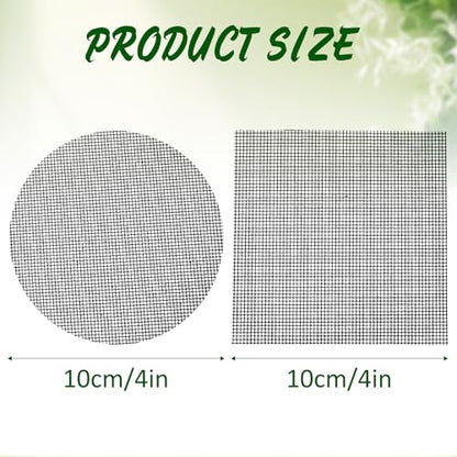 100PCS Flower Pot Hole Mesh Pads, Round and Square Drainage Mesh Pads for Garden Potted Plants 2 Inch