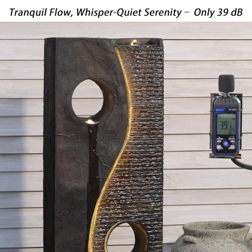 Tankana Water Fountain Outdoor Indoor - Garden Waterfall Modern Large Freestanding Water Feature Fountains Faux Rust Finish with LED Lights for Patio Yard Pool Home Decor, 47 inches