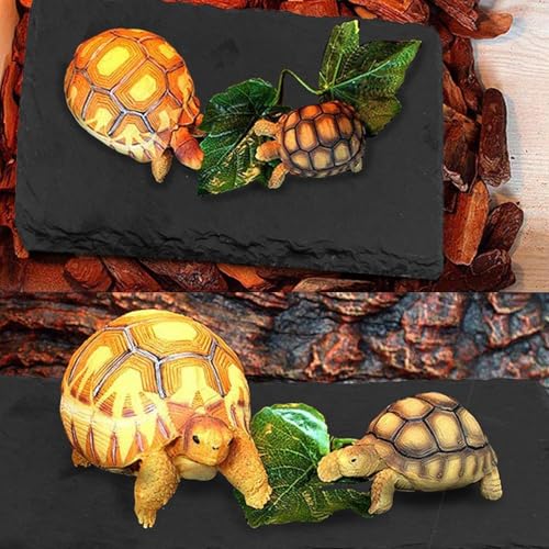 kathson 2 PCS Reptile Basking Platform (15.7 x 11.8 inches), Natural Rock Plate Turtle Food Bowl Feeding Dish Resting Terrace Habitat Decor for Tortoise Turtle Lizard Bearded Dragon Crested Gecko - size: 15.7X11.8inch,2PCS