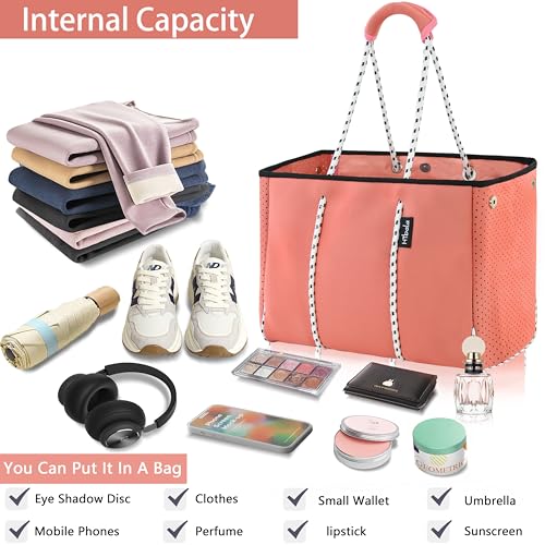 Hibala Neoprene Multipurpose Beach Bag,Gym/Travel/Pool Bag,Tote For Women&Men - color: Pink