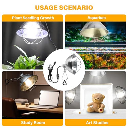Simple Deluxe Clamp Lamp Light Socket with 10.5 Inch Aluminum Reflector and Bulb Guard, Suit for Max 250 Watt Lamp (No Bulb Included) with 18/2-Gauge 6 Feet Cord, 1-Pack - size: 10.5 Inch (250 Watts), style: 1-Pack New
