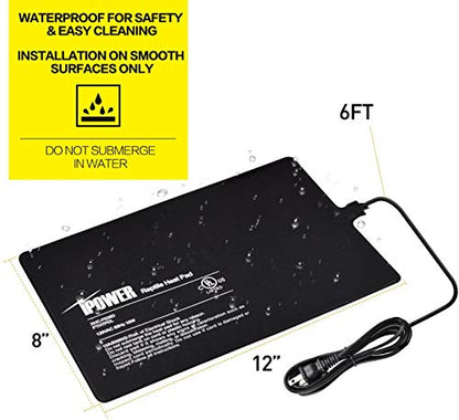 iPower 8"x12" Reptile Under Tank Heating Pad Heat Mat Terrarium Heater Warmer, Digital Thermometer and Hygrometer with Temperature and Humidity Probe for Amphibian Pet and Small Animals - size: 8 X 12 Inch, style: Pad + Thermo & Hygrometer