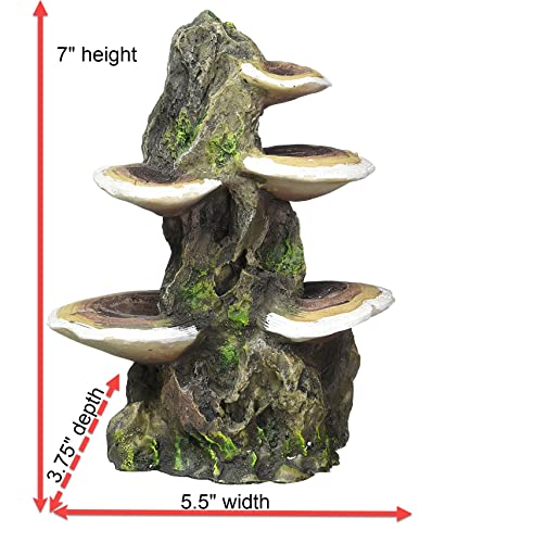Penn-Plax Deco-Replicas Tree Trunk with Shelf Mushrooms Aquarium Decoration - Double-Sided Ornament with Stable Base - Durable Resin for Freshwater & Saltwater Tanks - Brown, 5.5 x 4 x 7.5 in - size: Medium