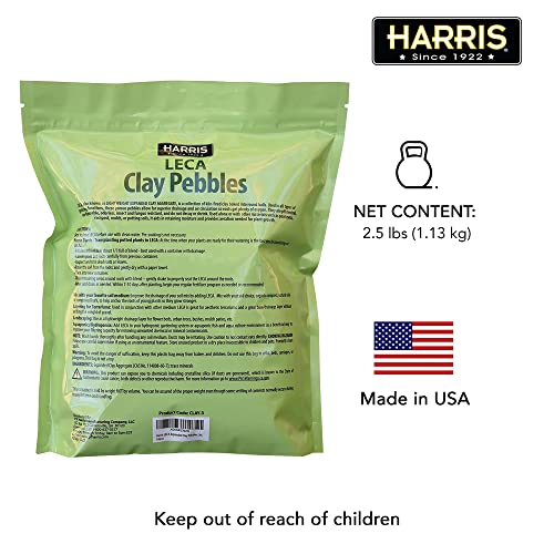 Harris LECA Expanded Clay Pebbles for Plants, 2.5lb for Indoor, Outdoor and Hydroponic Growing